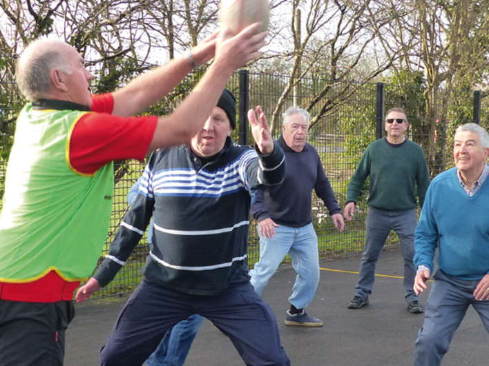 Over 50s playing walking rugby
