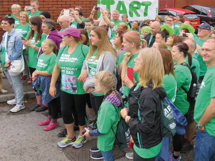 Big group of people ready on charity walk start position