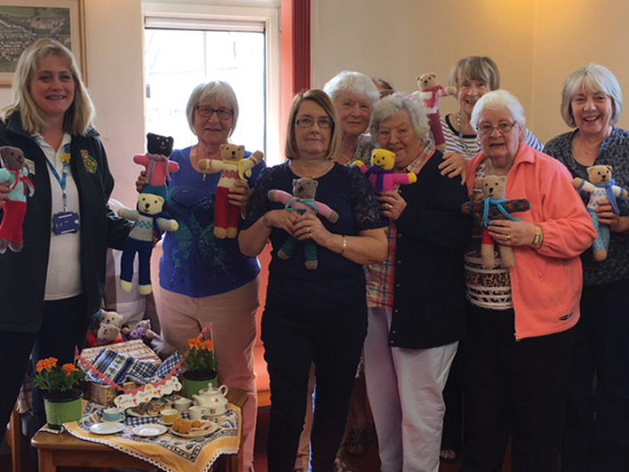 Local ladies form Cafe 50 who have knitted teddies to help children in distress